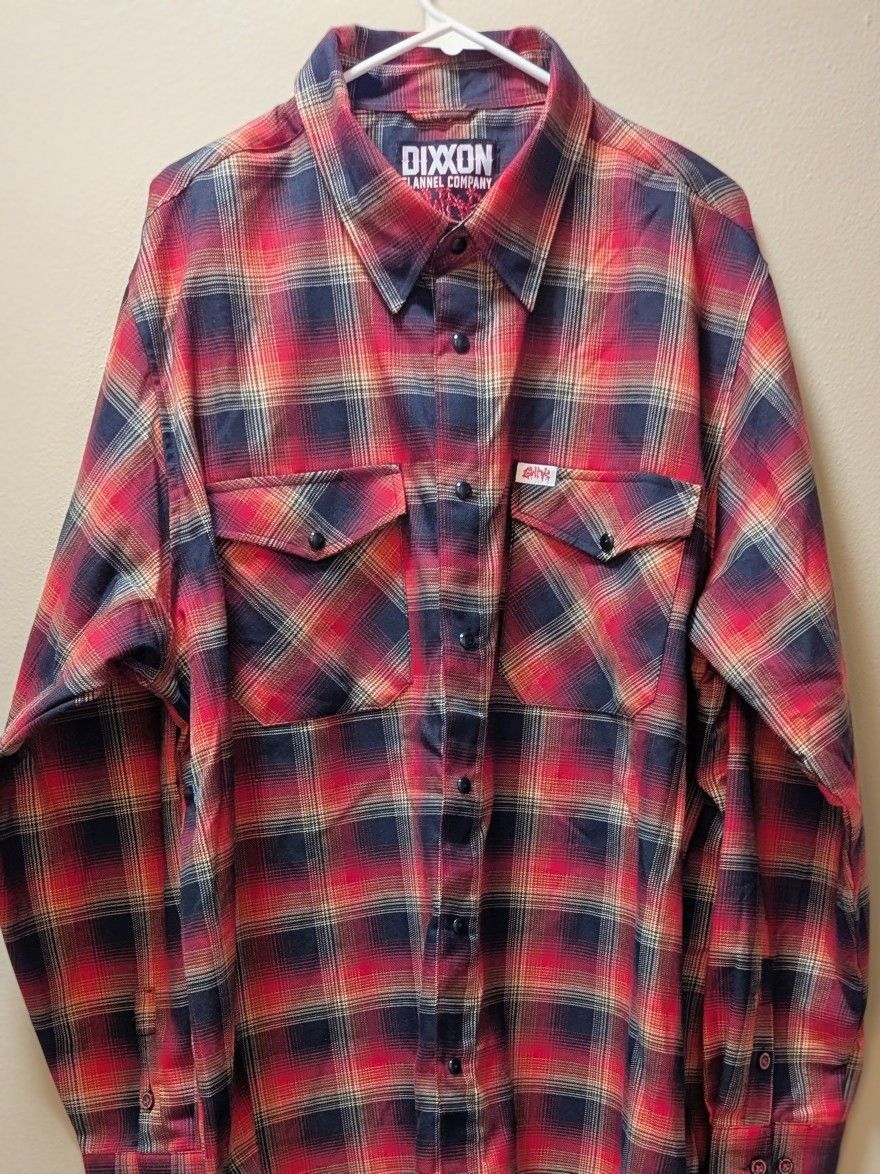 Dixxon Flannel Shirt GWAR Red Black Buffalo Plaid Snap Scumdogs Metal Mens 2XL