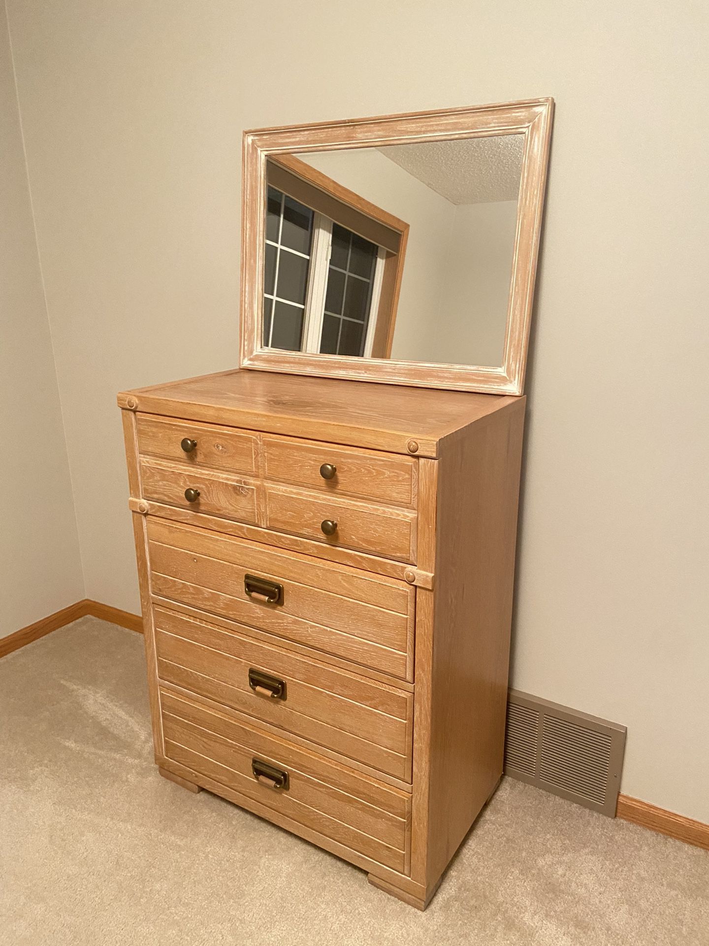 Bedroom Set - Desk And Hutch - 4 Drawer Chest With Mirror And Bed With Head Board. 