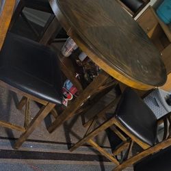 Dark Brown Round Table With 4 Chairs 