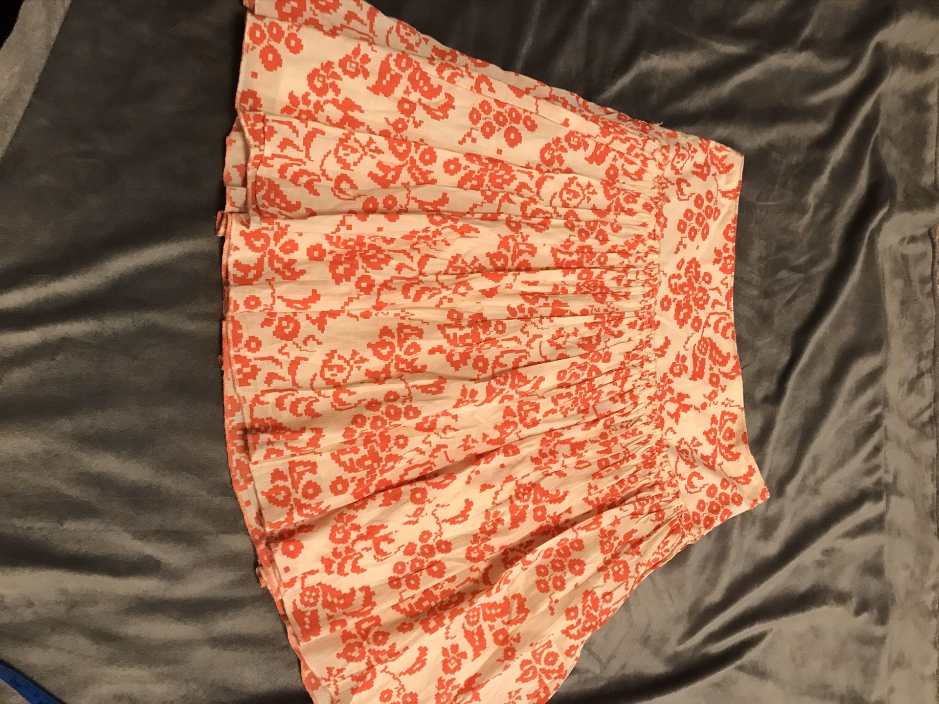 Gap Size 4 Coral & Cream A-line Flare Skirt Short Lined Cotton Spring Summer