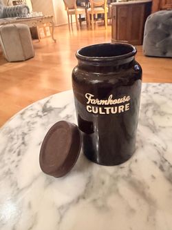 Farmhouse Culture Dark Brown Ceramic Jar with Lid