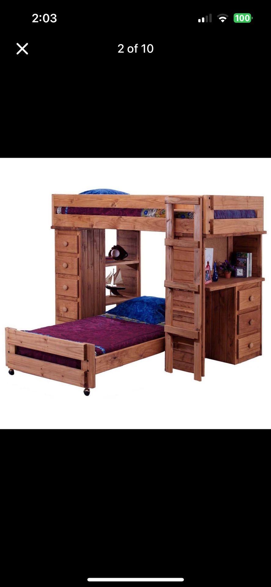 Twin bunkbed, and storage