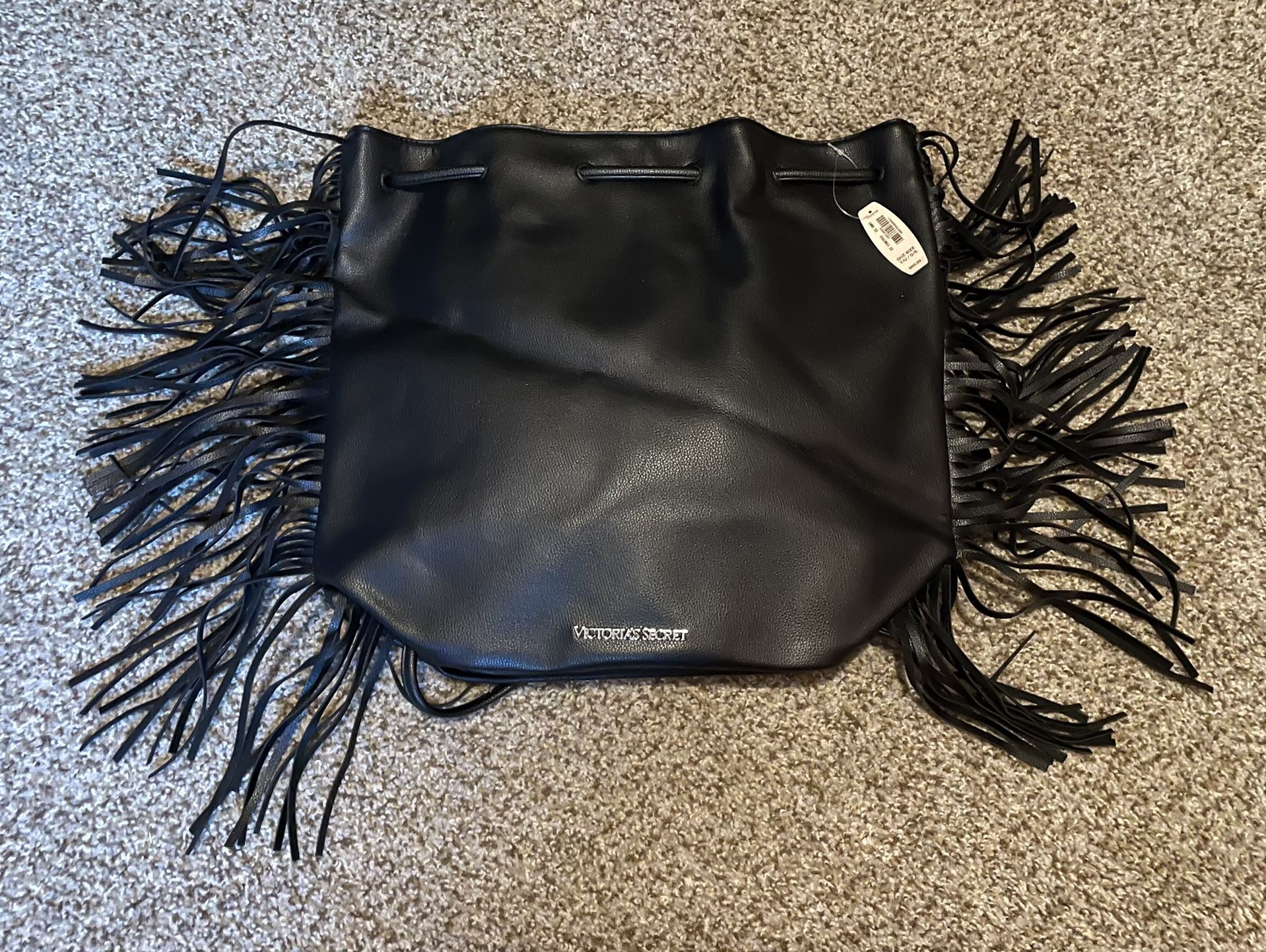 New Victoria’s Secret Black Leather Tassel Backpack