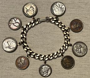Vintage Coin Charm Bracelet 
