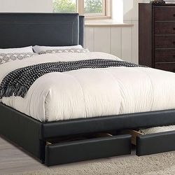 Modern Black Queen Bed Frame with Storage Drawers 🔥🔥🔥
