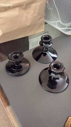 Black amethyst candle holders