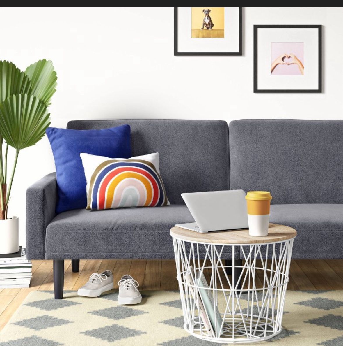 Futon Sofa With Arm Charcoal Gray