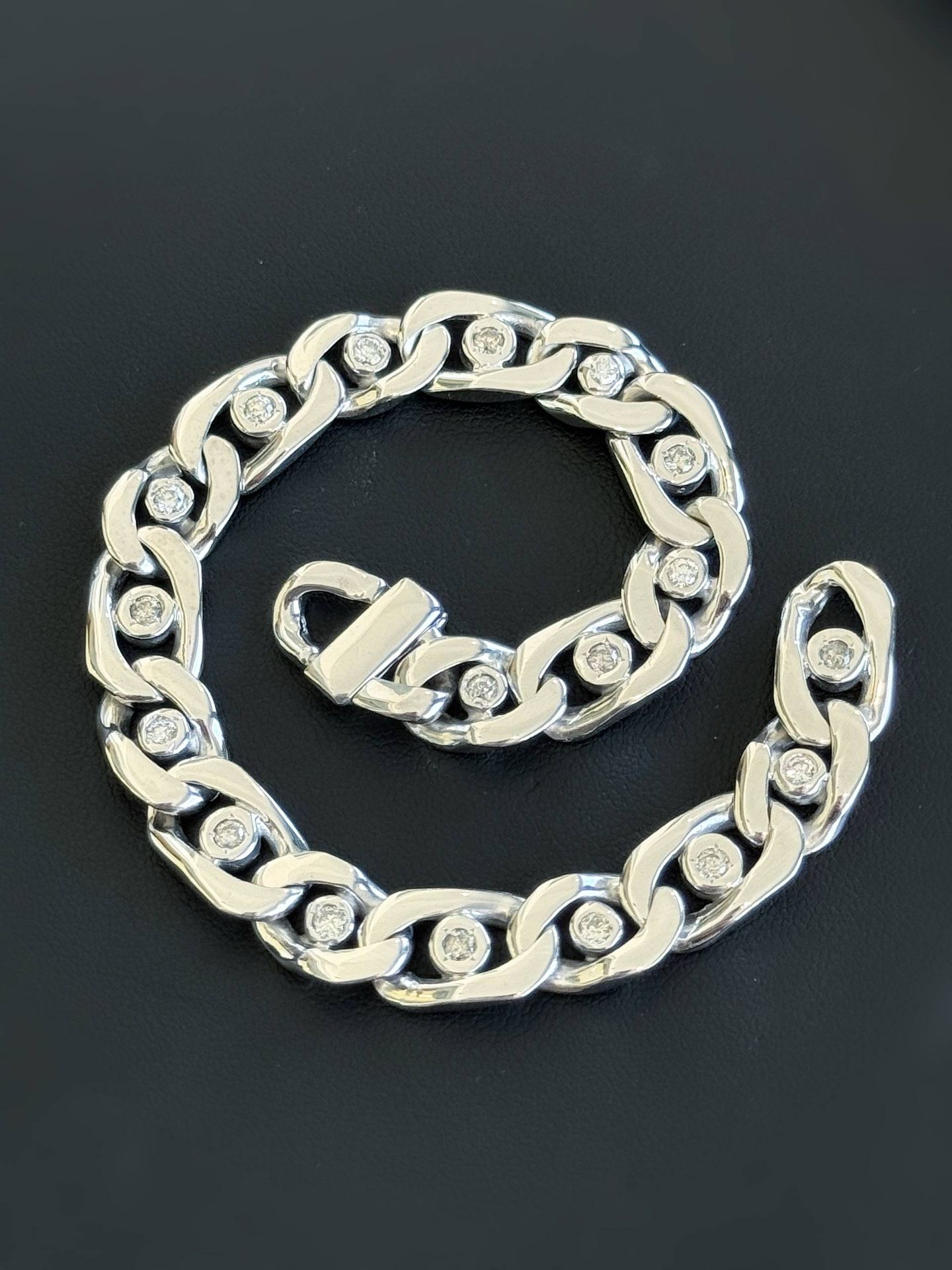 14k white gold 2CTW natural diamond curb style 8β fashion bracelet 9.5mm