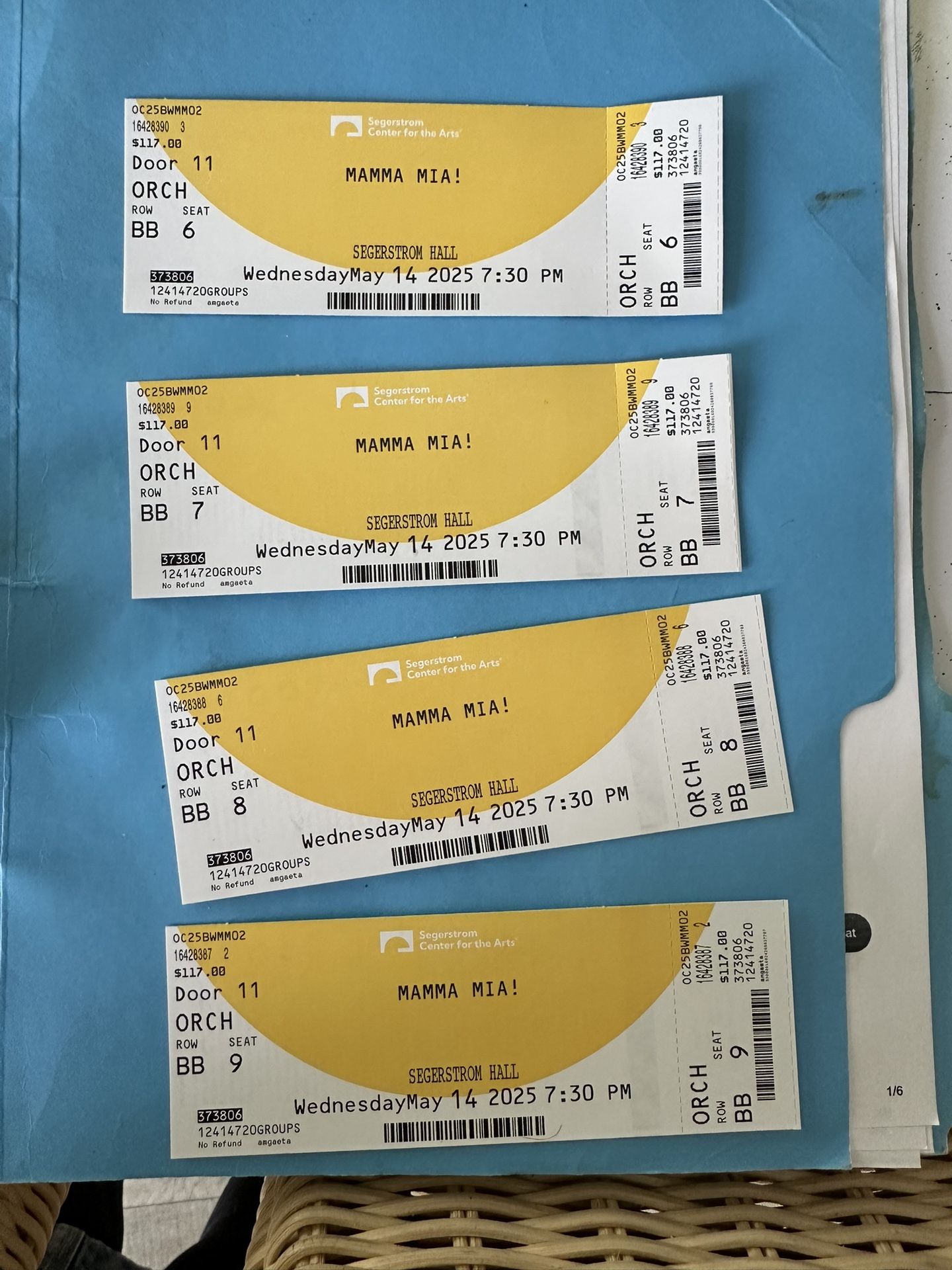 🎭 4 Tickets Mamma Mia! Musical Tonight! $125 Each