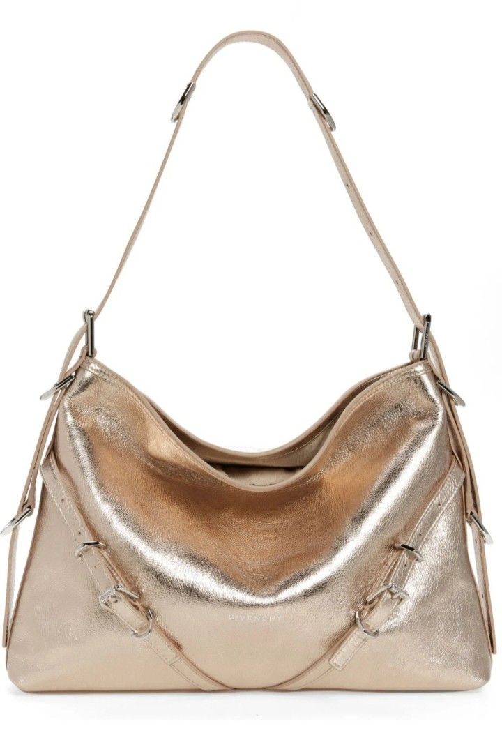 $2400 NWT GIVENCHY SOFT GOLD METALLIC LEATHER SHOULDER BAG BELTED HOBO MEDIUM