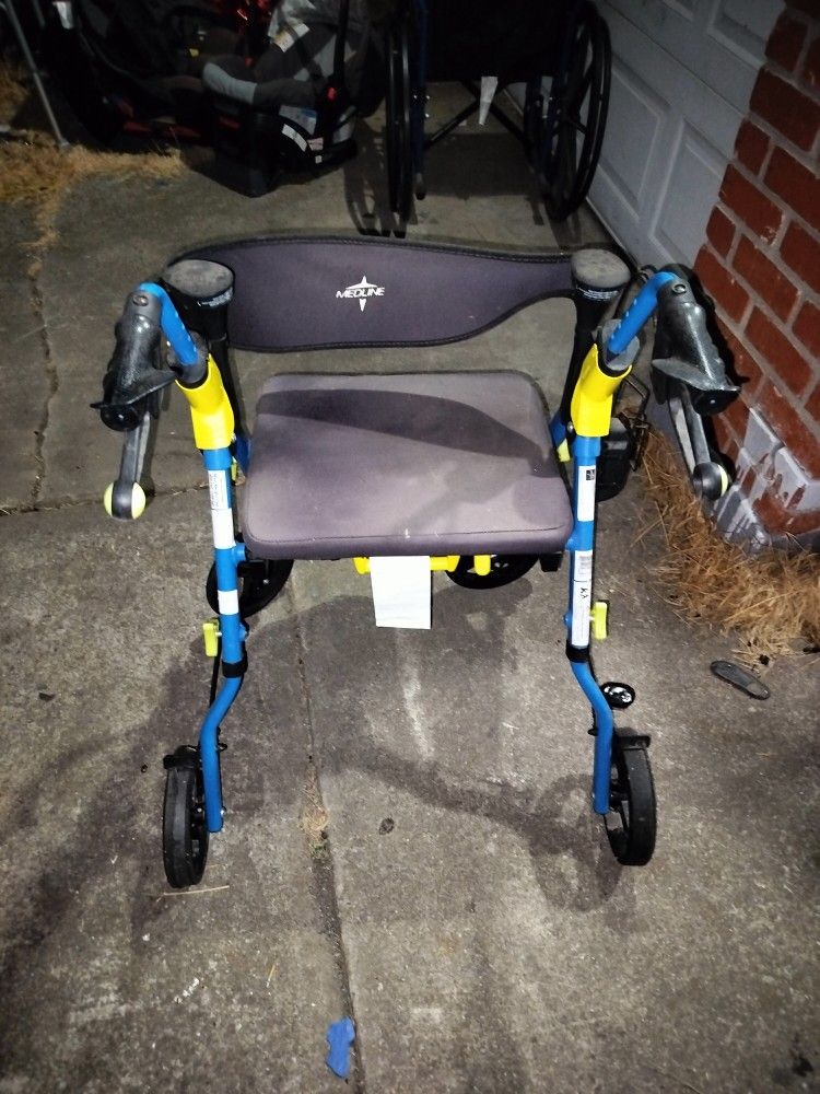 Medline Folding Rolling Walker. 8 Inch Wheels