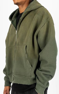 New Weathered Sun Dried Forest Green Zip-Up