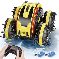 Amphibious Remote Control Car, RC Cars, RC Remote Control Boat Waterproof Rechargeable 30 MINS Playtime, 2.4 GHz RC Stunt Cars 1/28 4WD All Terrain Be