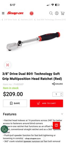 Snap on 3/8 multi position  ratchet
