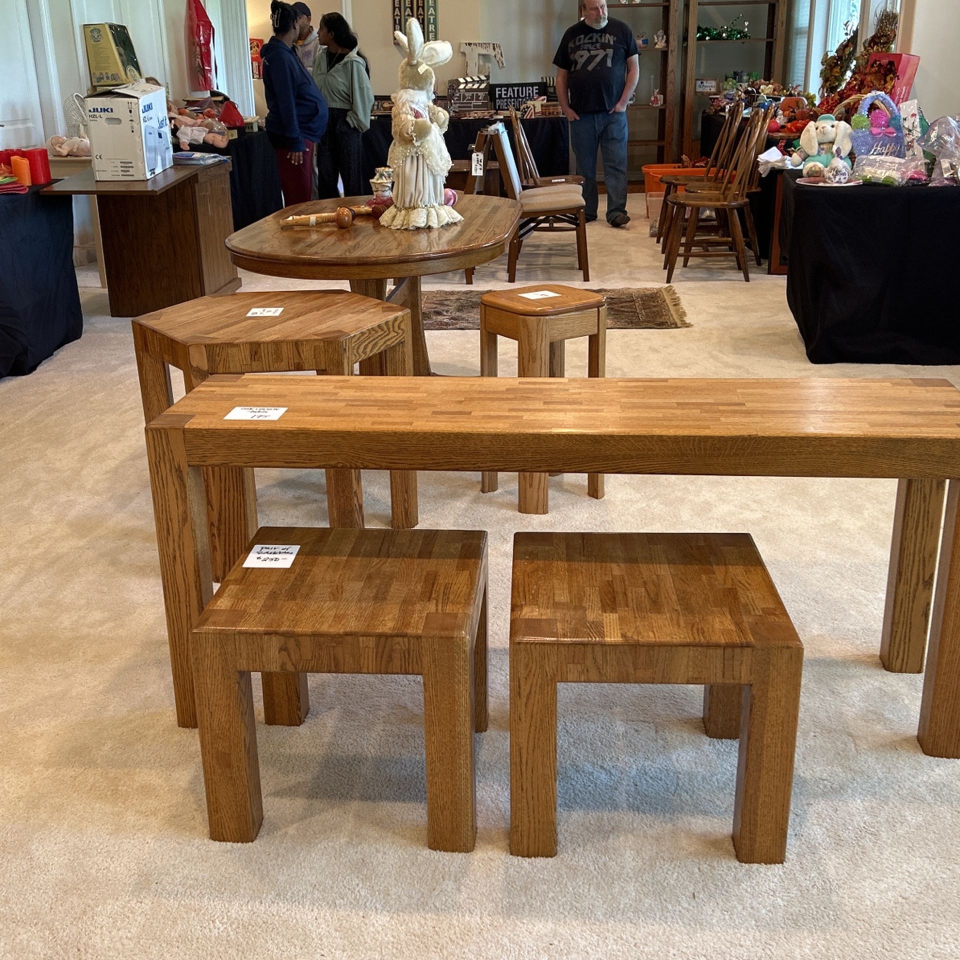 Mcm Console And Pair Of Side Tables