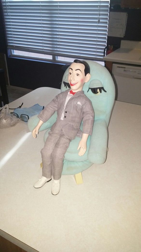 1987 PEE WEE'S PLAYHOUSE PEE WEE HERMAN DOLL RARE AND CHAIRRY PUPPET RARE