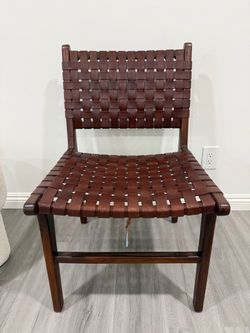 Genuine Leather & Teak Wood Chair