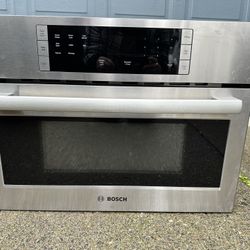 Bosch Microwave Oven; 30 Speed Oven with 1.6 cu. ft. Capacity SpeedChef Stainless Steel Interior Turntable Timer 10 Levels fland U