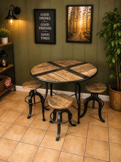 Vintage Rustic Cast Iron & Reclaimed Wood