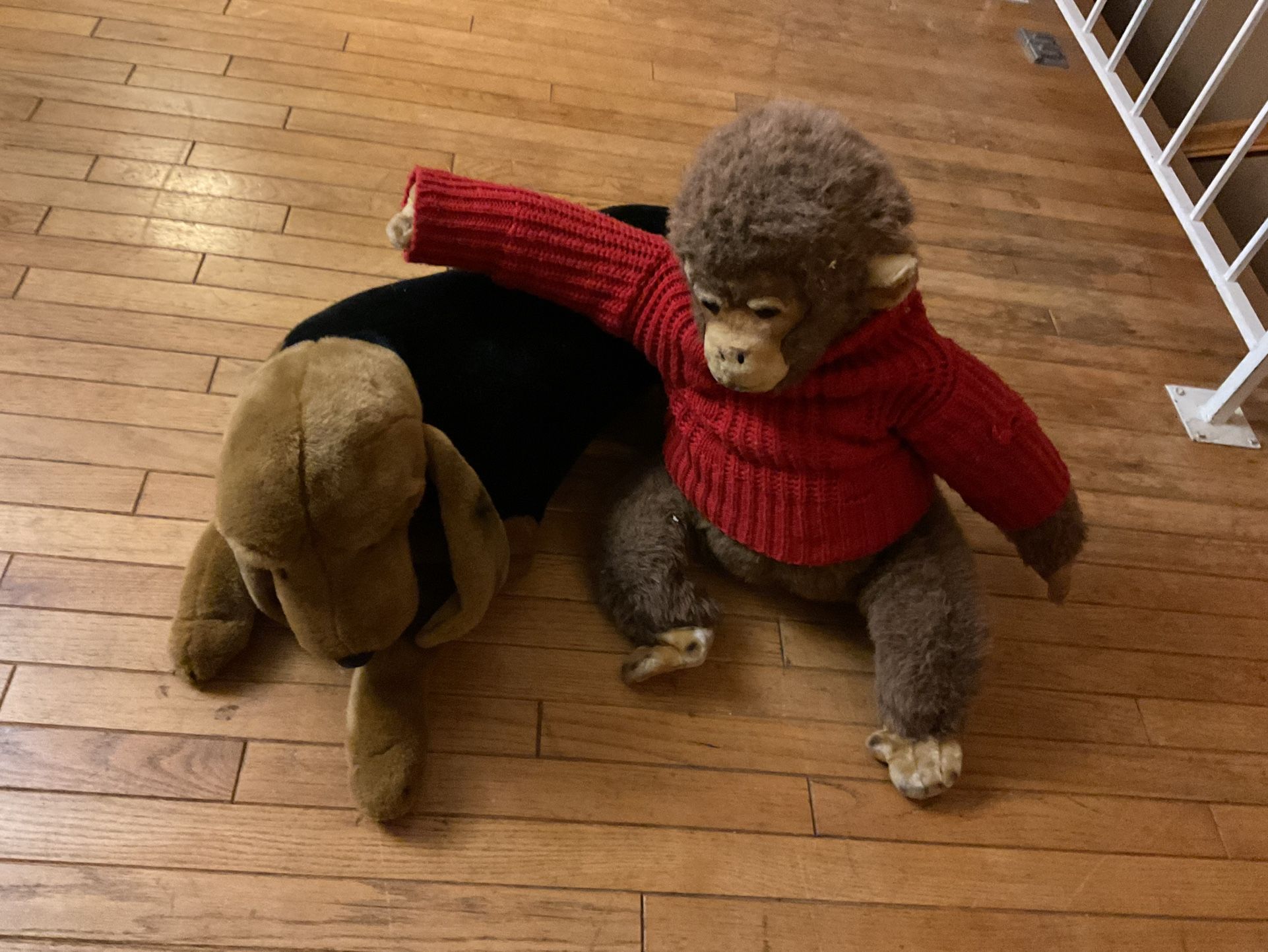 Two Stuffed Animals, A Monkey, And A Dog , About 25” Long (NO SHIPPING)