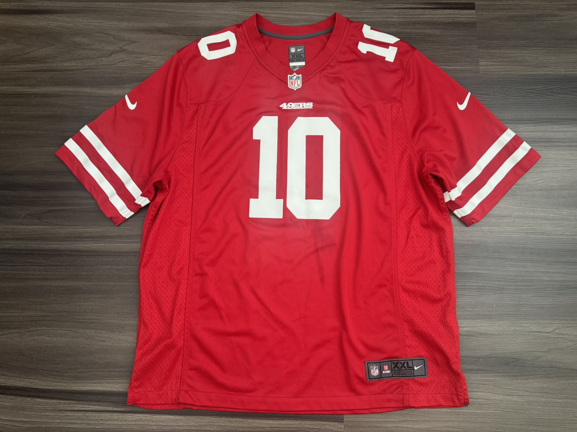 Nike San Francisco 49ers Jimmy Garoppolo #10 NFL On Field Home Jersey Men’s 2XL 100% authentic. Good condition, lightly worn. The Nike San Francisc