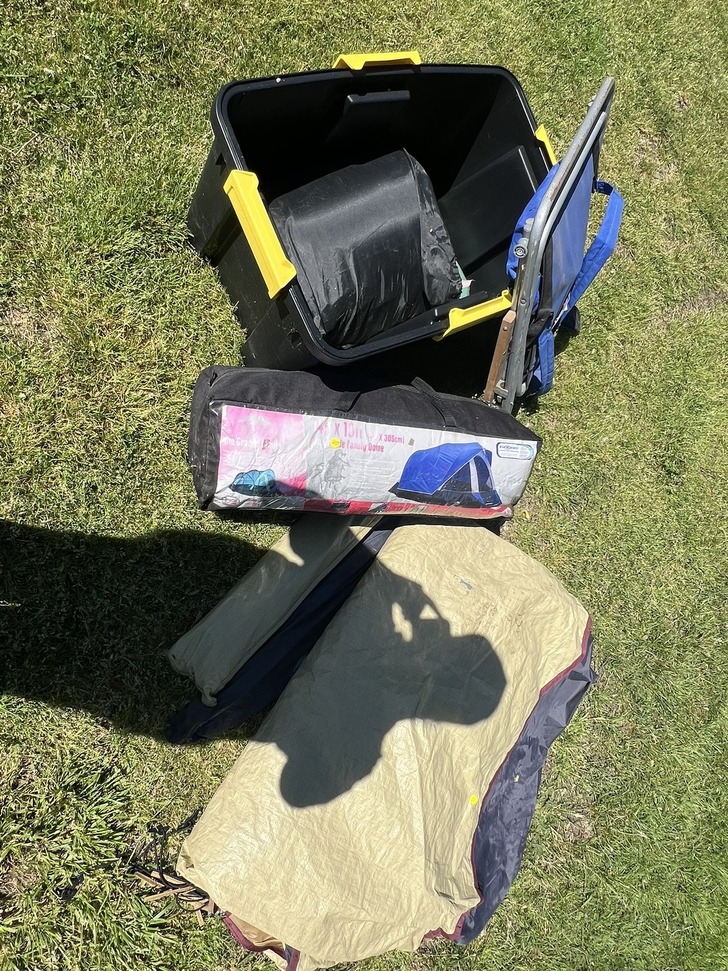 2 Tents, one air mattress and a camping chair