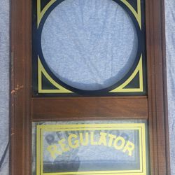 Vintage Regulator Wall Clock Glass Wood Frame Door Gold Decal Print 19" Art Crafts Project Home Decor