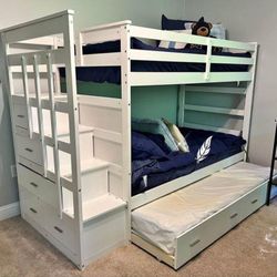 👌Allentown White Finish Twin/Twin Bunk Bed & Trundle