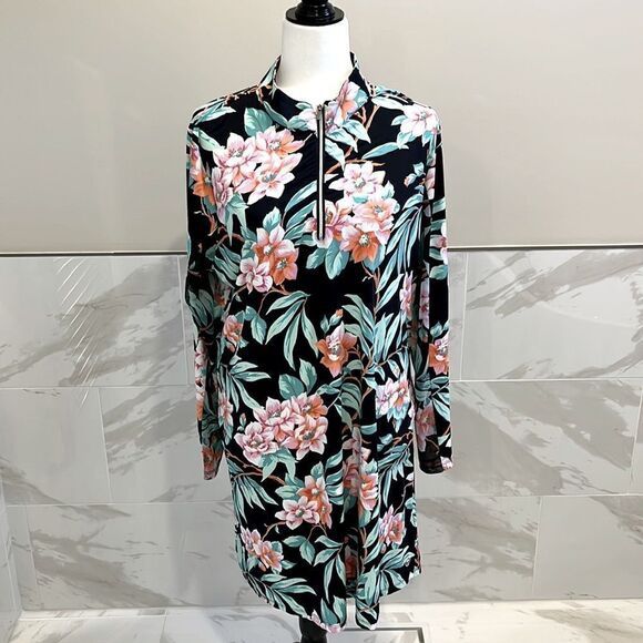 Woman's Tribal Tunic Dress, Long sleeves dress with Pockets -Size XL