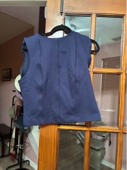 Maeve Anthropologie navy blue sleeves top. Size L