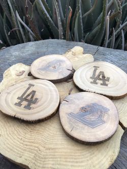 Customs wooden burn coasters