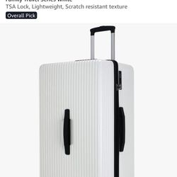 GinzaTravel Trunk Luggage 24 Inch Spinner Wheels PC material Family Travel Series White