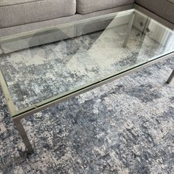 Room & Board Parsons Coffee Table, Glass Top, Stainless Steel Base