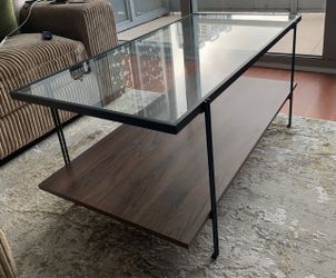 Two-Tier Glass and Wood Coffee Table