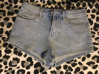 Light Wash High-Waist Denim Shorts