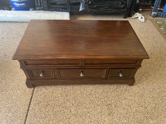 Solid Wood Coffee Table with Storage Drawers – Traditional Style
