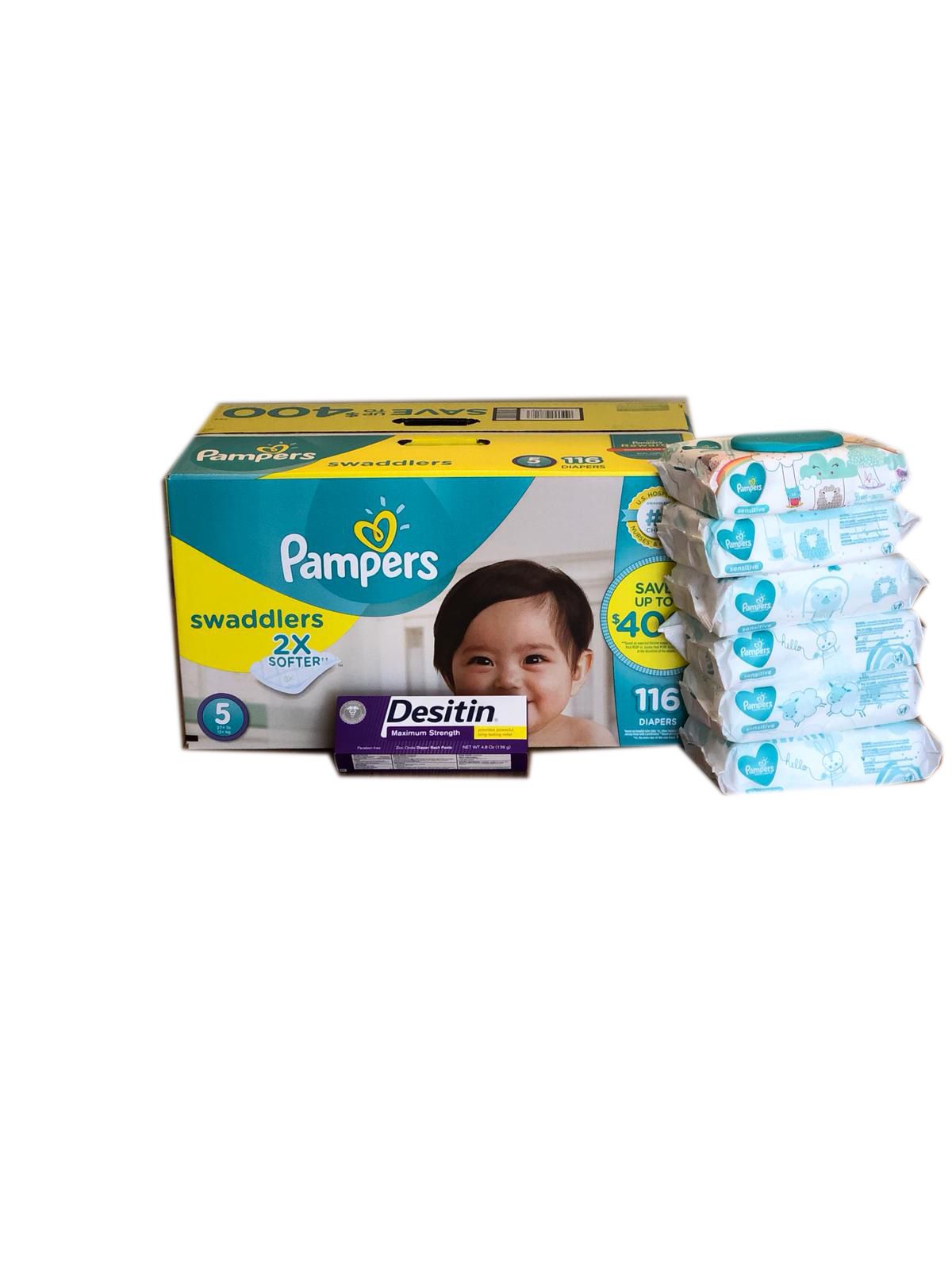 Pampers Swaddlers Size 5 with Desitin