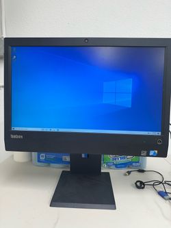Lenovo ThinkCentre all-in-one desktop computer in good working condition.