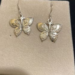 FINE SILVER EARRINGS CRAFT VINTAGE DANGLES 8g Antique Allure butterfly 
