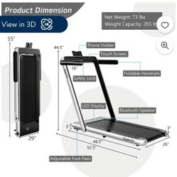 SuperFit Up To 7.5MPH 2.25HP 2 in 1 Single Display Screen Folding Treadmill Remote Control W/ APP Control Speaker