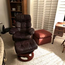 Leather Chair Ottoman Set