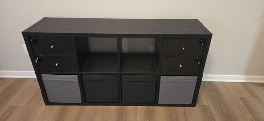Ikea kallax with 4 bins and 4 drawer