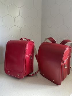 Japanese red and pink backpacks 