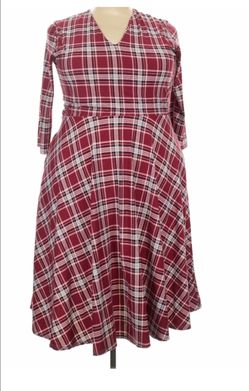 Agnes & Dora Red Plaid Midi Wrap Dress