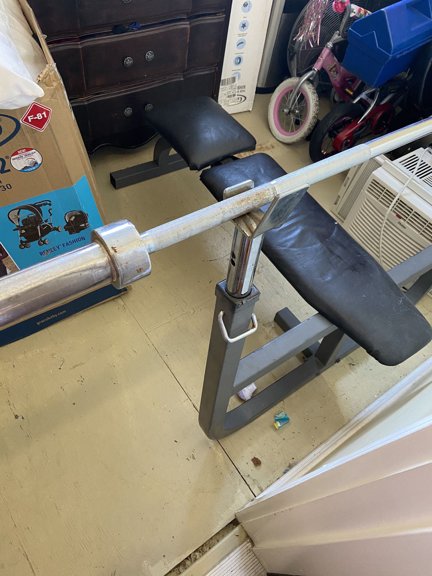 Workout bench and weight pole