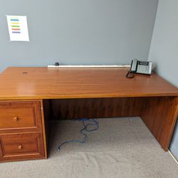 Large Vintage Executive Desk With Filing Cabinet 