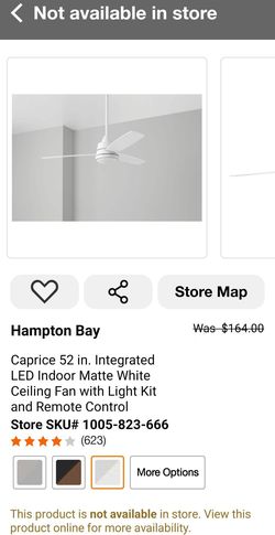 BRAND NEW Hampton Bay Caprice 52" Integrated
LED Indoor Matte White Ceilng Fan with
Light Kit and Remote Control