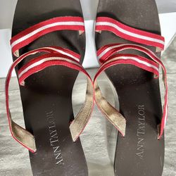 Ann Taylor Strappy Wedge Sandals Size 8