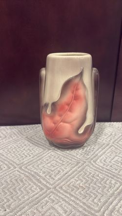 Ceramic Vase with Leaf Relief Design