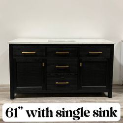 61” Single Bathroom Vanity with Stone Countertop (Open Box)